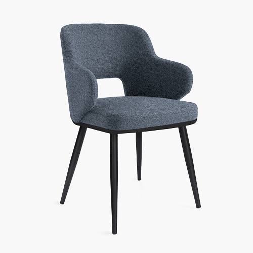 картинка Стул Трентино с подлокотниками с вырезом темно-синяя ткань ясень тон черный (лак/матовый) от производителя дизайнерской мебели Deephouse