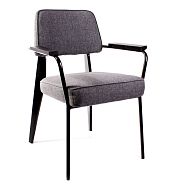 Кресло Вена черная сталь + сиденье серая ткань - 7