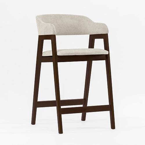 картинка Стул Челси полубарный белая ткань массив бука (темный орех) высота подлокотников 83,5 см от производителя дизайнерской мебели Deephouse