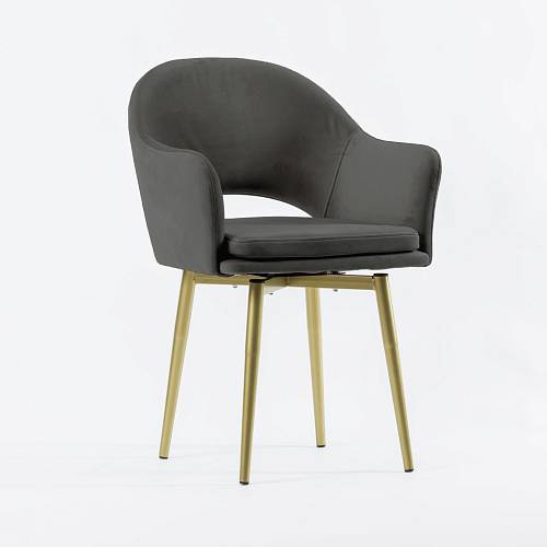 картинка Стул Магриб вращающийся темно-серый бархат ножки золото от производителя дизайнерской мебели Deephouse