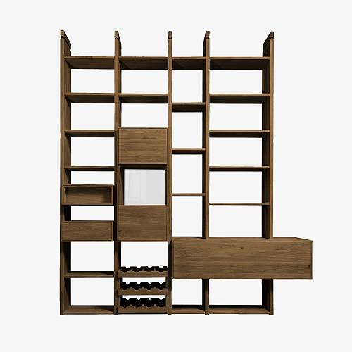 картинка Стеллаж Лунд 218,6х41х250 см массив дуба тон терра (масло) от производителя дизайнерской мебели Deephouse