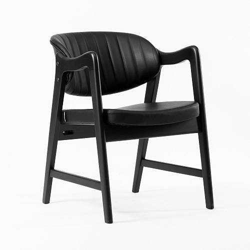 картинка Стул Монтерей черная экокожа массив бука (черный лак) от производителя дизайнерской мебели Deephouse