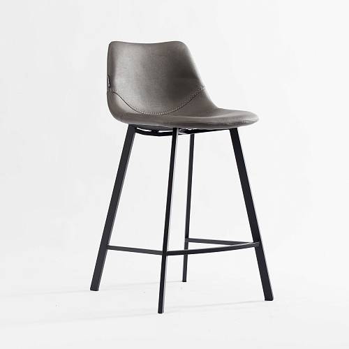 картинка Стул Бормио полубарный темно-серая экокожа ножки черные от производителя дизайнерской мебели Deephouse
