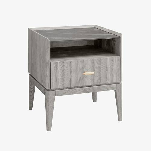 картинка Тумбочка Брисбен 50х42х55 см массив дуба тон серебристо-серый (масло) от производителя дизайнерской мебели Deephouse