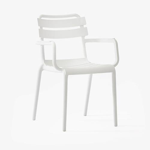 картинка Стул Палаван с подлокотниками пластиковый белый от производителя дизайнерской мебели Deephouse