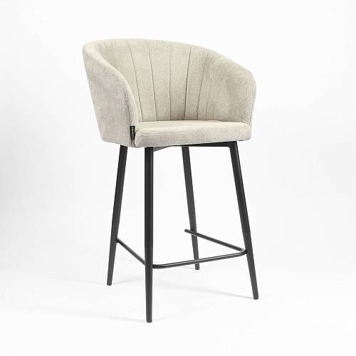 картинка Стул барный Гарда вращающийся бежевая ткань ножки черные от производителя дизайнерской мебели Deephouse