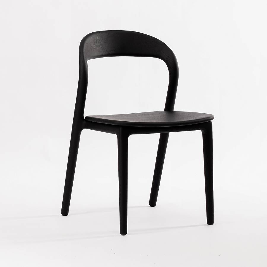 картинка Стул Лугано без подлокотников массив березы тон черный матовый от производителя дизайнерской мебели Deephouse
