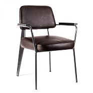 Кресло Вена сталь + сиденье коричневая экокожа - 1