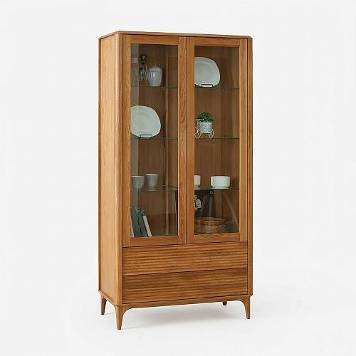 картинка Витрина Канберра 100х45х195 см, массив дуба тон коньяк (масло) от производителя дизайнерской мебели Deephouse