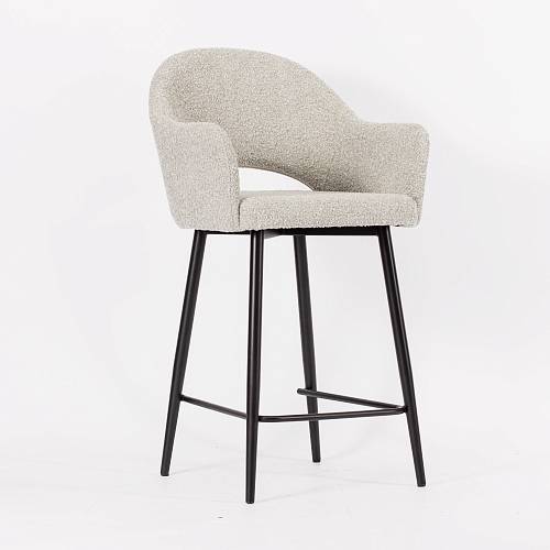 картинка Стул барный Белладжио серо-бежевая ткань букле ножки черные от производителя дизайнерской мебели Deephouse
