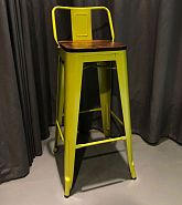 Барный стул TOLIX лимонный матовый + темное дерево - 6