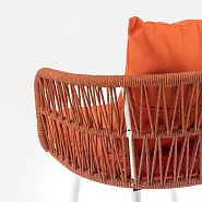 Стул Ибица плетеный оранжевый ножки металл белые подушка оранжевая - 6