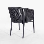 Кресло Марсель плетеное темно-серое, подушка ткань темно-серая, ножки темно-серый металл - 5