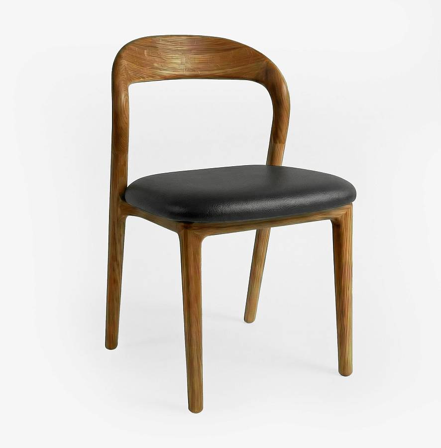 картинка Стул Лугано без подлокотников черная экокожа дуб тон коньяк (масло) от производителя дизайнерской мебели Deephouse