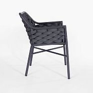 Кресло Кицбюэль плетеное темно-серое, подушка ткань темно-серая, ножки темно-серый металл - 3