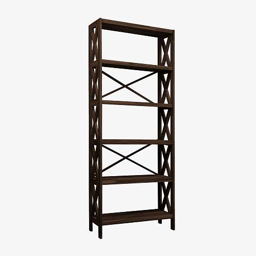 картинка Стеллаж Лахти 79х30х198 см массив дуба тон темный орех (бейц/лак) от производителя дизайнерской мебели Deephouse