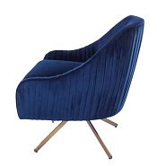 Кресло Бонн вращающееся синий бархат + металл под золото - 8