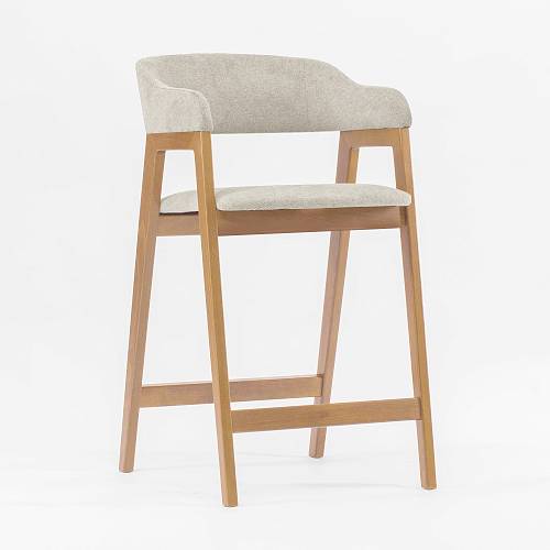 картинка Стул Челси барный белая ткань массив бука (натуральный) высота подлокотников 93,5 см от производителя дизайнерской мебели Deephouse