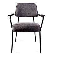 Кресло Вена черная сталь + сиденье серая ткань - 3