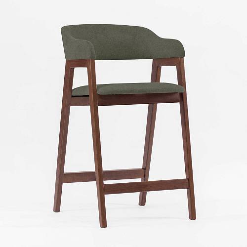 картинка Стул Челси полубарный зеленая ткань массив бука (орех) высота подлокотников 83,5 см от производителя дизайнерской мебели Deephouse