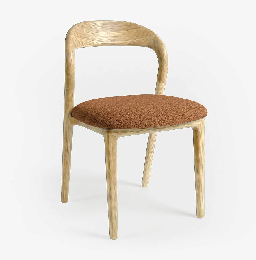 картинка Стул Лугано без подлокотников терракотовая ткань береза тон натуральный (масло) от производителя дизайнерской мебели Deephouse