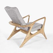 Кресло Хорсес с подставкой для ног светло-серая ткань, дуб, тон бесцветный - 5
