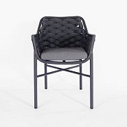 Кресло Кицбюэль плетеное темно-серое, подушка ткань темно-серая, ножки темно-серый металл - 2