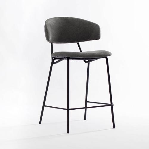 картинка Стул Авиньон полубарный темно-серая ткань ножки металл (черный) от производителя дизайнерской мебели Deephouse