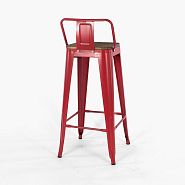 Барный стул TOLIX красный матовый сиденье темное дерево - 4