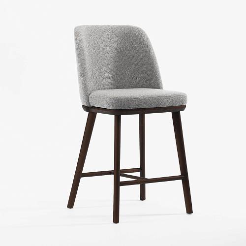 картинка Стул Трентино полубарный без подлокотников без выреза светло-серая ткань ясень тон темный орех (лак/матовый) от производителя дизайнерской мебели Deephouse