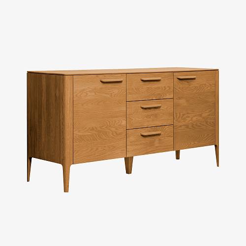 картинка Тумба Аделаида 3 160х46х79 см массив дуба тон коньяк (масло) от производителя дизайнерской мебели Deephouse