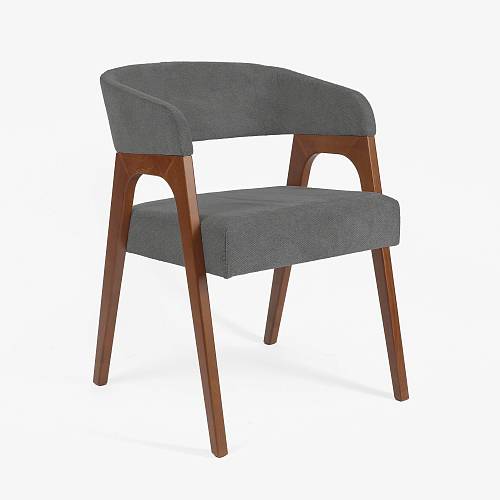 картинка Стул Берн серая ткань массив бука (цвет орех) от производителя дизайнерской мебели Deephouse