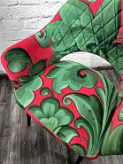 Стул Белладжио образец бархат розово-зеленые цветы ножки черные - 9