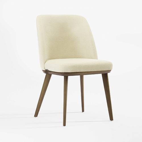 картинка Стул Трентино без подлокотников без выреза светло-бежевая ткань ясень тон терра (лак/матовый) от производителя дизайнерской мебели Deephouse