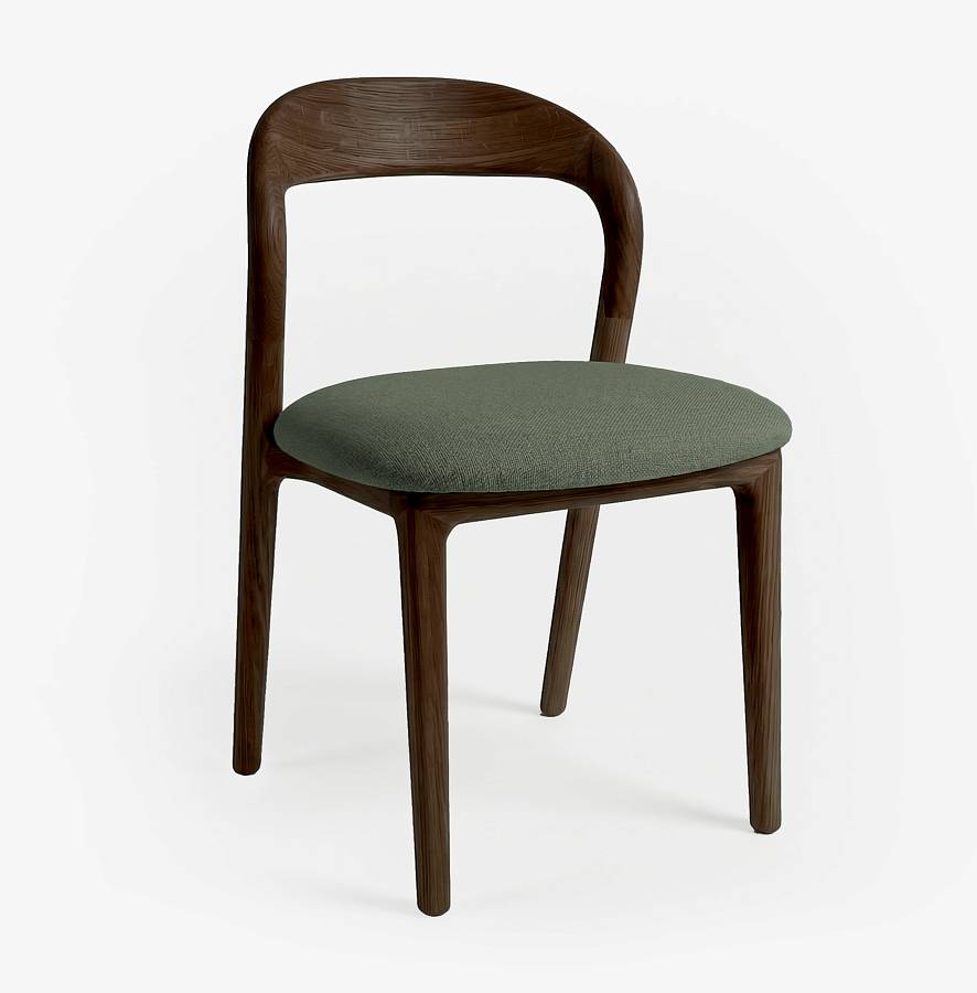 картинка Стул Лугано без подлокотников зеленая ткань дуб тон темный орех (масло) от производителя дизайнерской мебели Deephouse