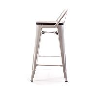 Барный стул TOLIX со спинкой белая сталь + темное дерево - 4