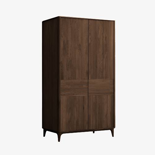 картинка Шкаф Канберра 120х60х210 см, 2 двери, массив дуба тон темный орех (бейц/лак) от производителя дизайнерской мебели Deephouse