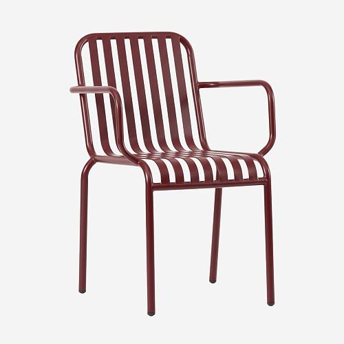 картинка Стул Кальяри с подлокотниками металлический тон бордовый подушка бордовая от производителя дизайнерской мебели Deephouse