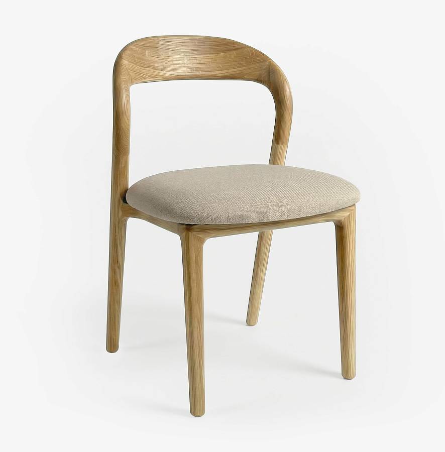 картинка Стул Лугано без подлокотников бежевая ткань дуб тон натуральный (масло) от производителя дизайнерской мебели Deephouse