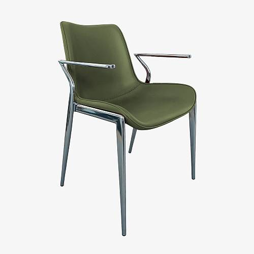 картинка Стул Эссен зеленая экокожа ножки хромированные от производителя дизайнерской мебели Deephouse