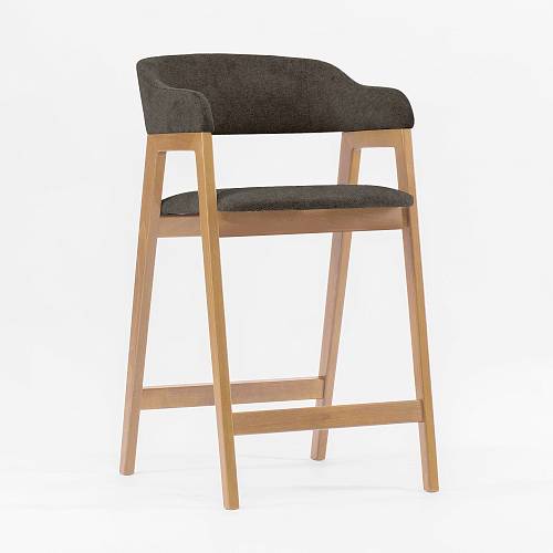 картинка Стул Челси полубарный серо-коричневая ткань массив бука (натуральный) высота подлокотников 83,5 см от производителя дизайнерской мебели Deephouse