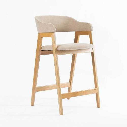 картинка Стул Челси полубарный бежевая ткань (Ophelia) массив бука (натуральный) высота подлокотников 83,5 см от производителя дизайнерской мебели Deephouse