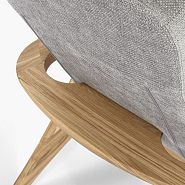 Кресло Хорсес с подставкой для ног светло-серая ткань, дуб, тон бесцветный - 10