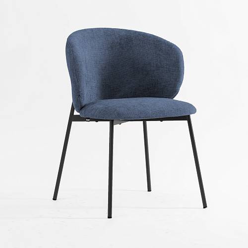 картинка Стул Шамбери синяя ткань ножки металл (черный) от производителя дизайнерской мебели Deephouse