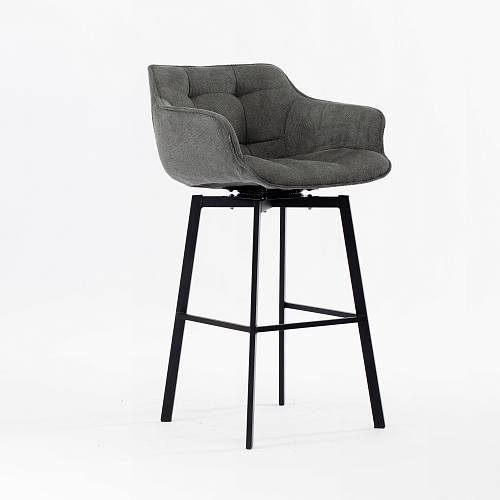 картинка Стул Авиано полубарный вращающийся темно-серая ткань ножки черные от производителя дизайнерской мебели Deephouse