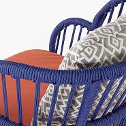 Outlet! Кресло плетеное синее с оранжевой подушкой (образец) - 6