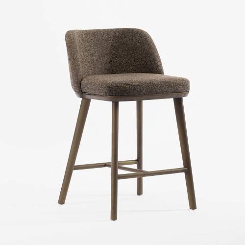 картинка Стул Трентино полубарный без подлокотников с низкой спинкой коричневая ткань ясень тон терра (лак/матовый) от производителя дизайнерской мебели Deephouse