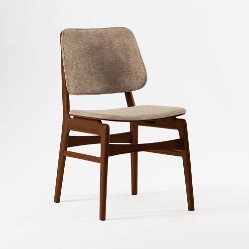 картинка Стул Сиэтл бежево-коричневая ткань ножки орех от производителя дизайнерской мебели Deephouse