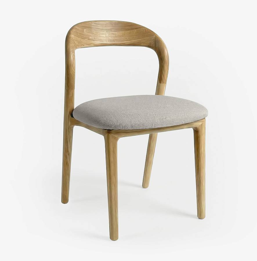 картинка Стул Лугано без подлокотников светло-серая ткань дуб тон натуральный (масло) от производителя дизайнерской мебели Deephouse