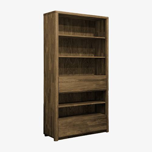 картинка Стеллаж Хорсенс с выдвижным ящиком 108,4х40,2х201,5 см массив дуба тон терра (масло) от производителя дизайнерской мебели Deephouse